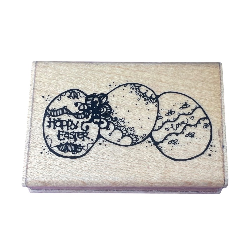 JRL Design Easter Egg Border Wood Mounted Rubber Stamp J 221 Happy Easter Love